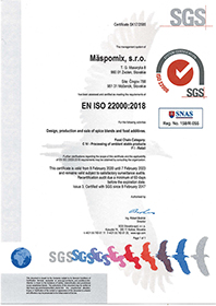 certifikát EN ISO 22000:2018 EN
